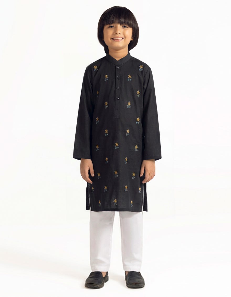 BLACK COTTON FORMAL KURTA
