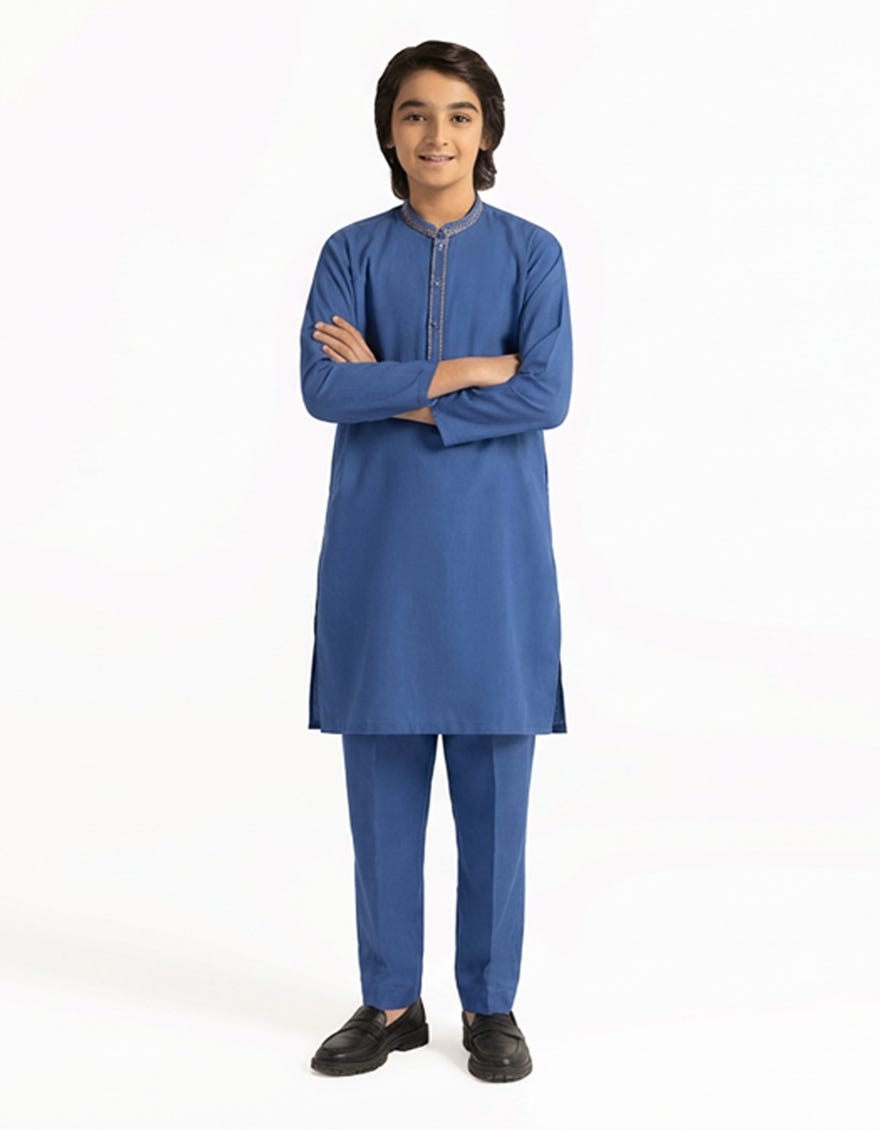 BLUE SEMI-FORMAL KURTA TROUSERS