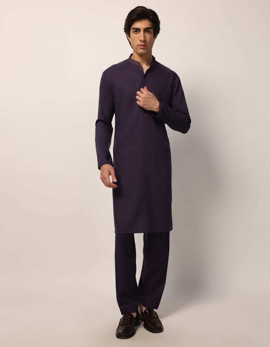 PURPLE SEMI-FORMAL KURTA TROUSERS