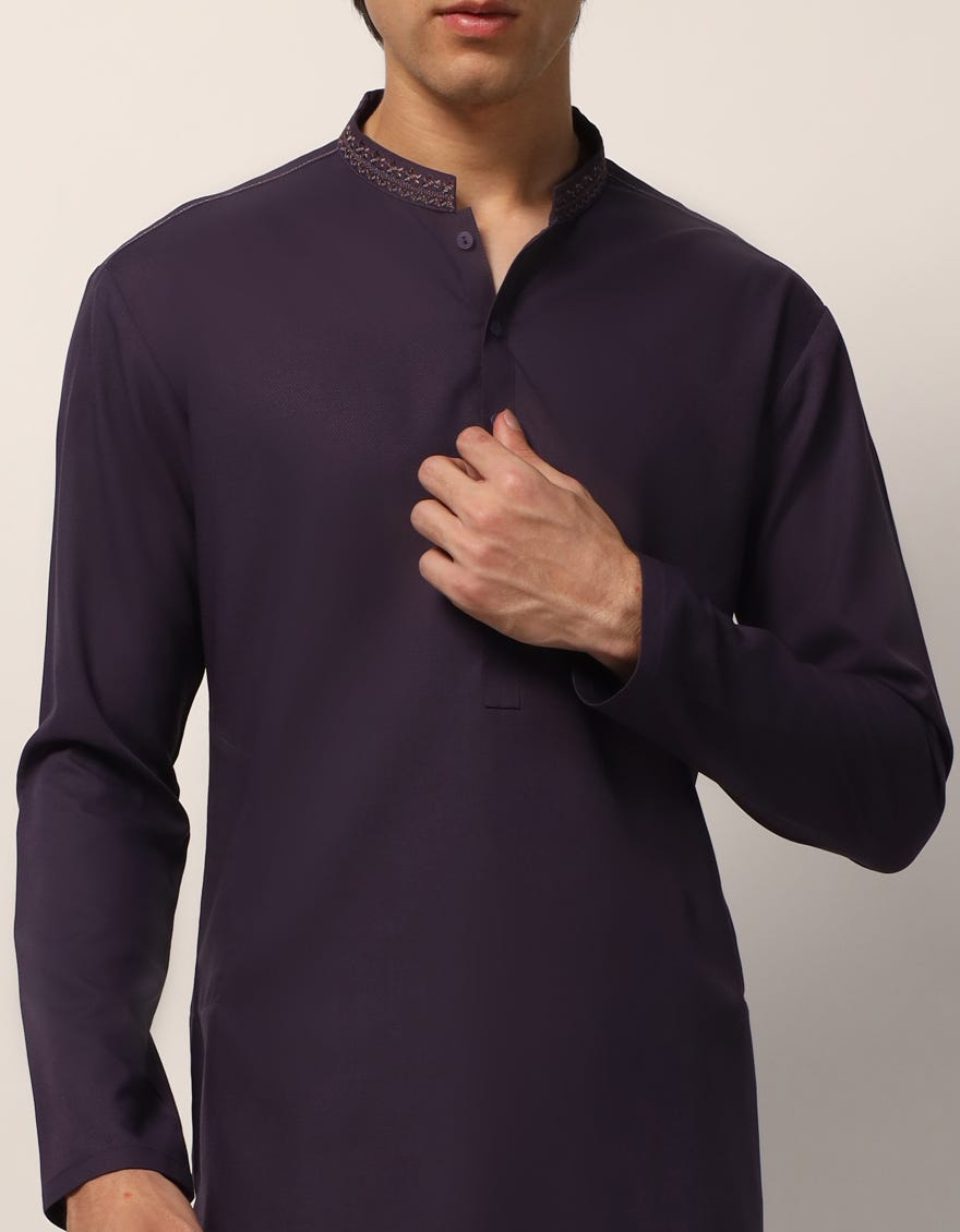 PURPLE SEMI-FORMAL KURTA TROUSERS