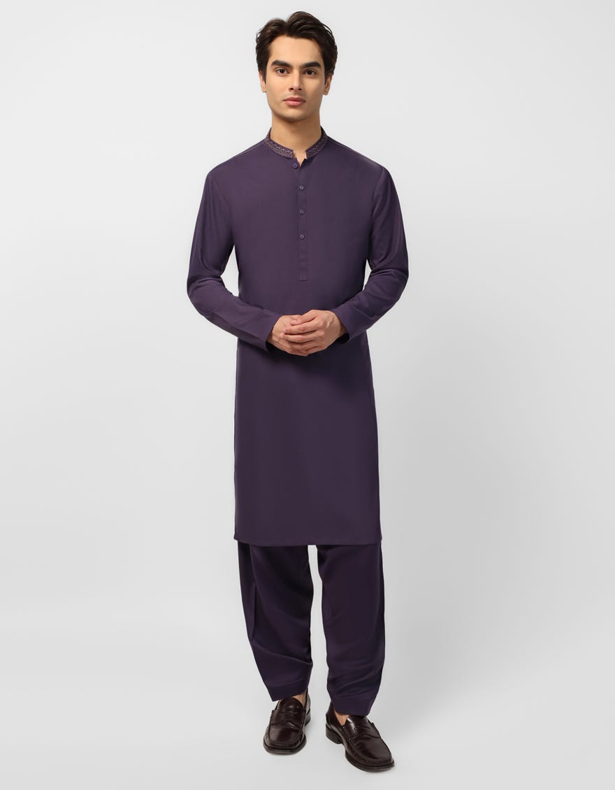 PURPLE SEMI-FORMAL KAMEEZ SHALWAR