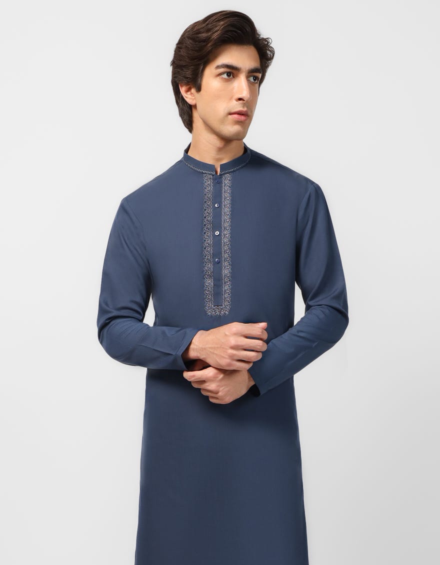 DULL BLUE FORMAL KURTA TROUSERS