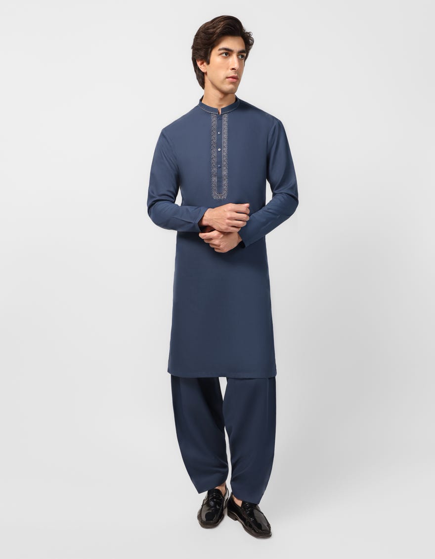 DULL BLUE FORMAL KAMEEZ SHALWAR