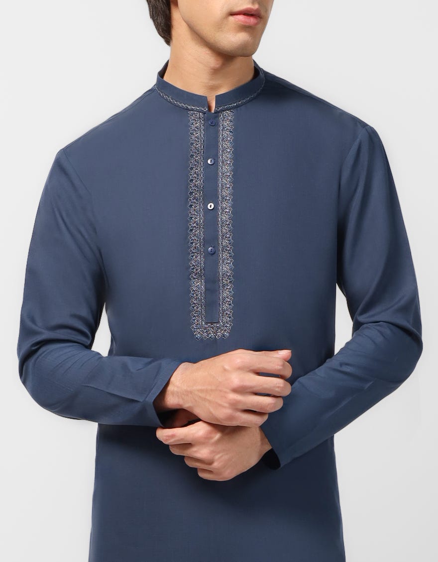 DULL BLUE FORMAL KURTA TROUSERS