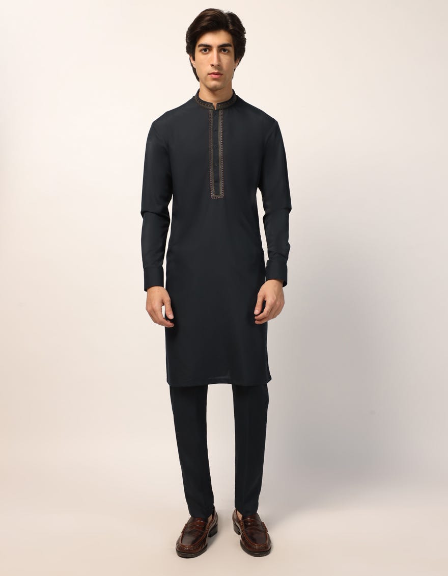 BLACK CASUAL KURTA TROUSERS