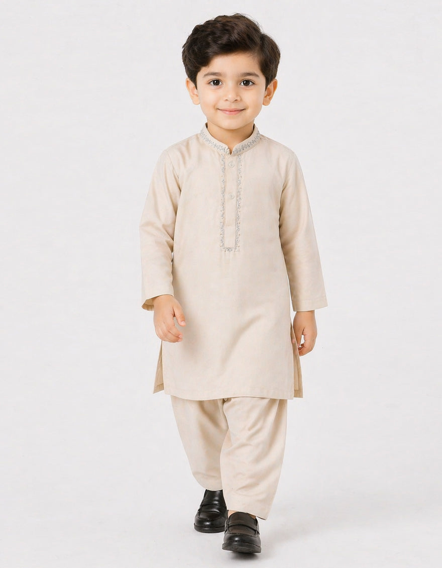 CREAM SEMI-FORMAL KAMEEZ SHALWAR