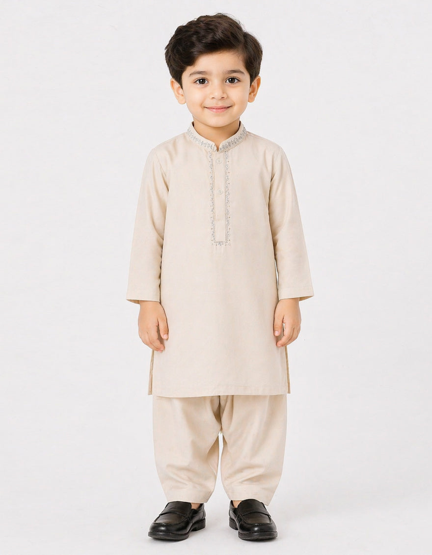 CREAM SEMI-FORMAL KAMEEZ SHALWAR