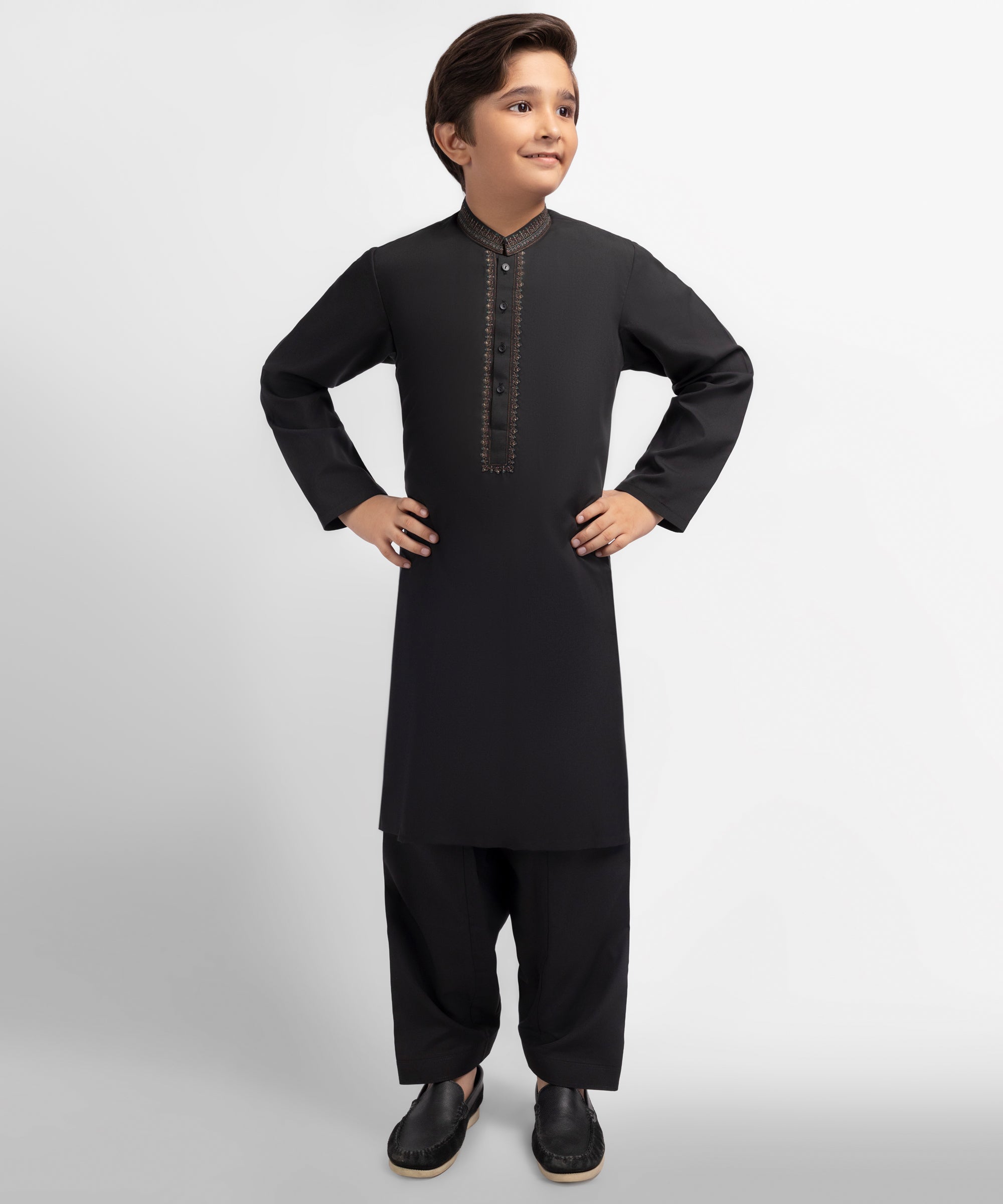 Black Semi-Formal Kameez Shalwar