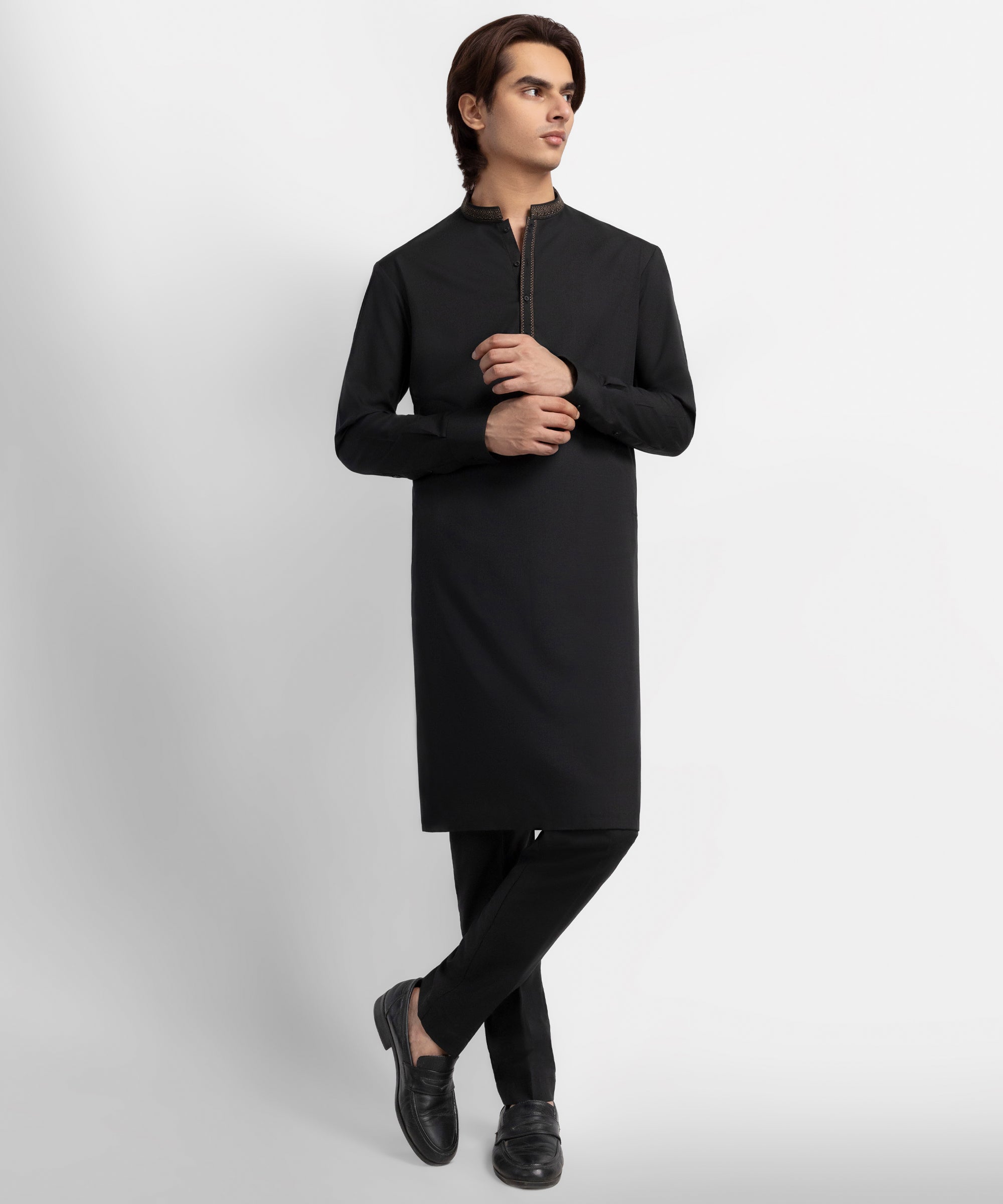 Black Semi-Formal Kameez Shalwar