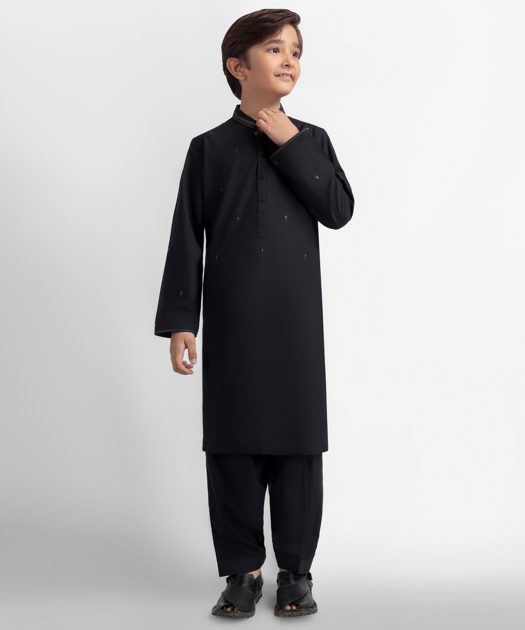 Black Semi-Formal Kameez Shalwar