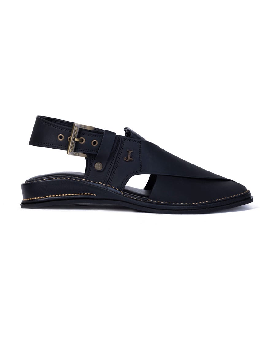 Matt Black Peshawari Chappal | Jjfw-Jpc-4005