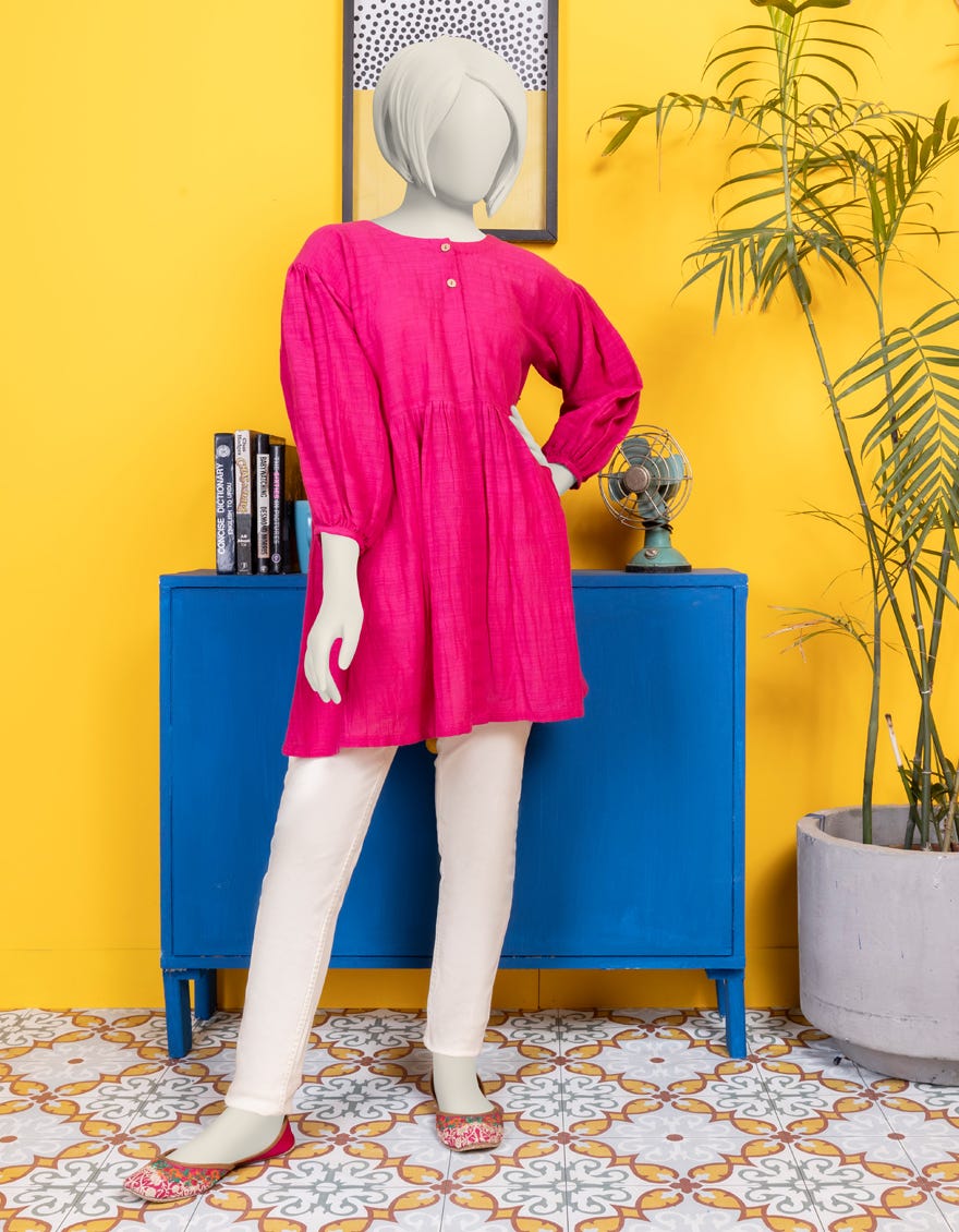 PINK KHADDAR KURTI | JYGK-S-JWT-24-4010