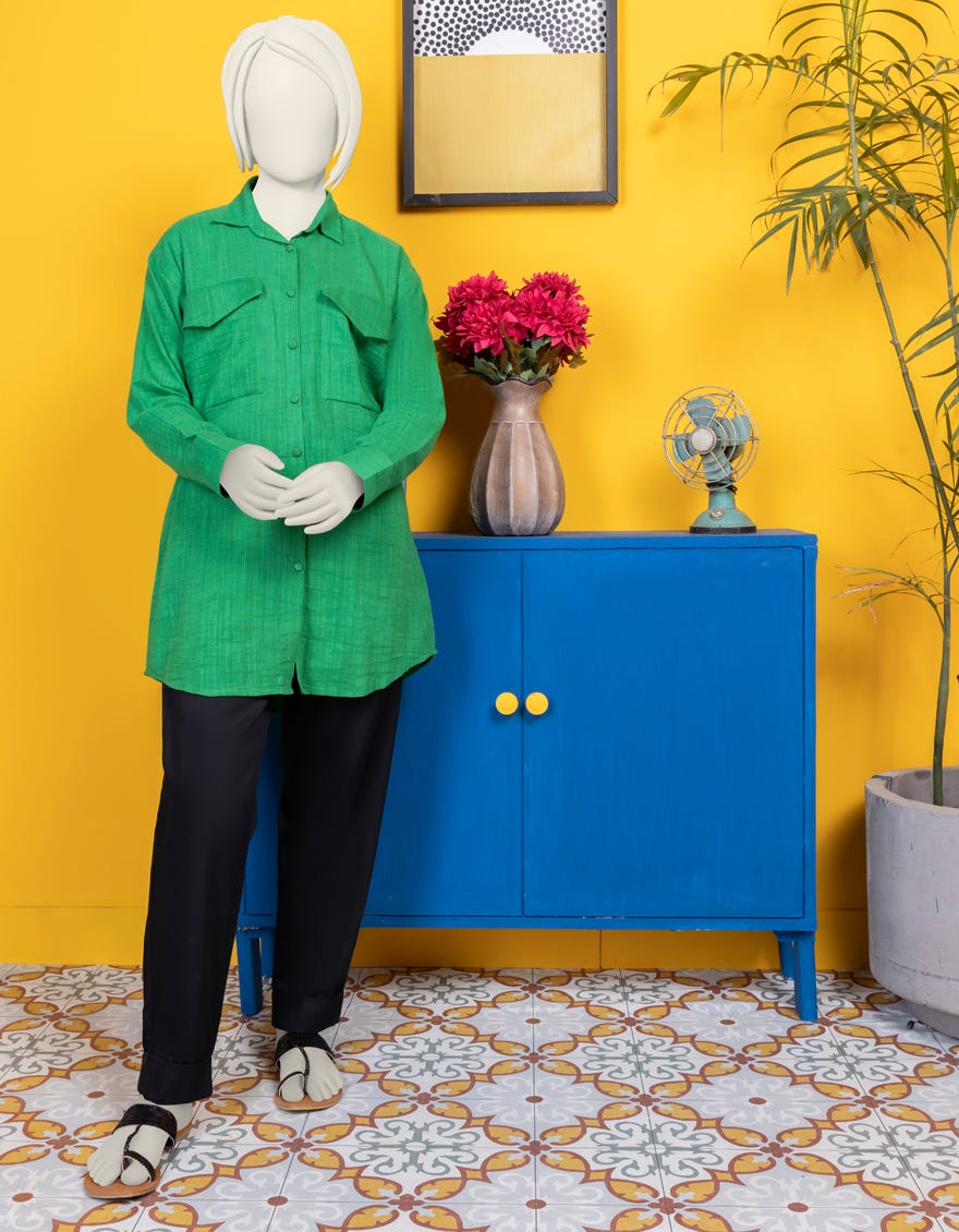 Green Khaddar Solid Kurti | Jygk-S-Jwt-24-4011