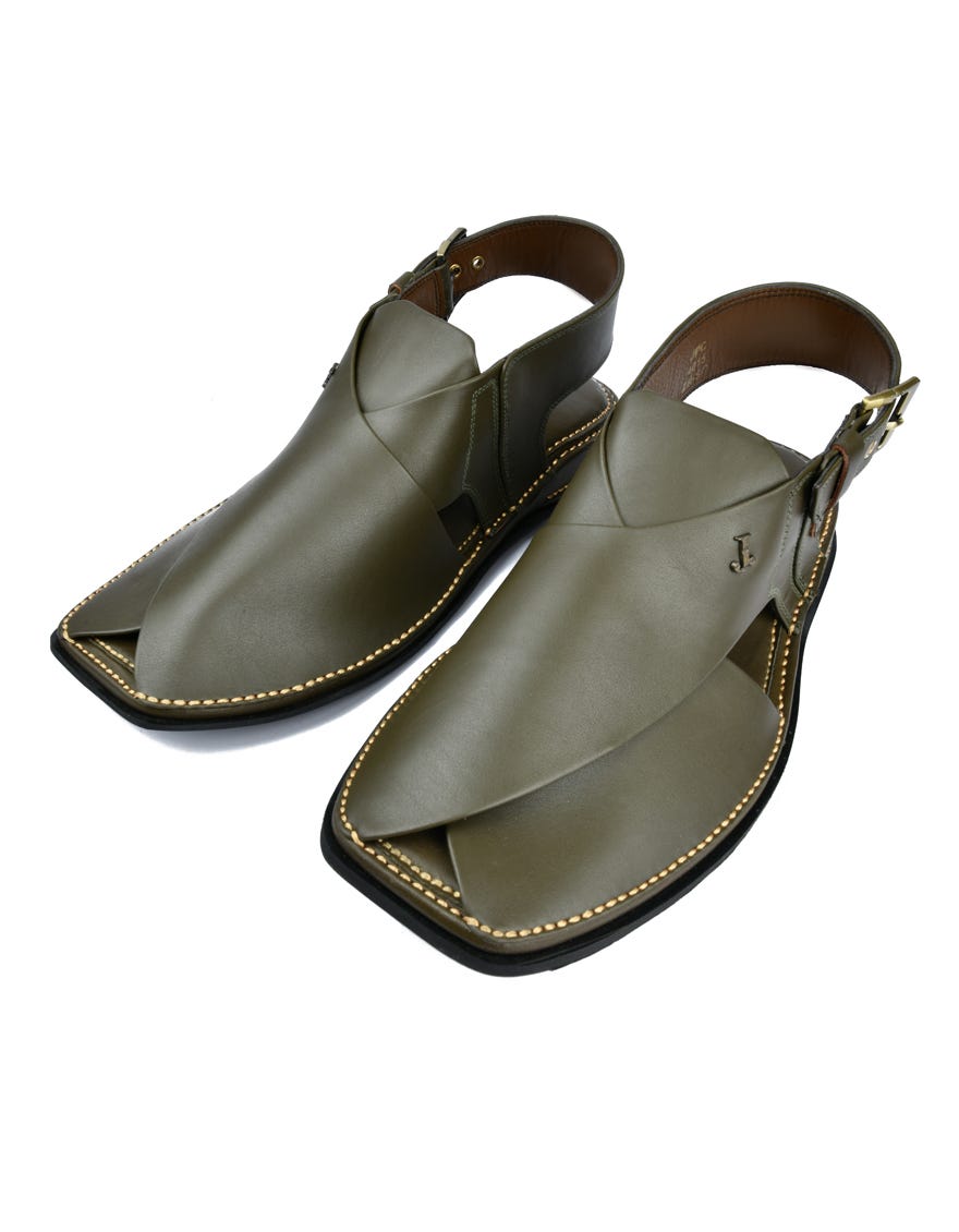 Green Trendy Peshawari Chappal | Jjfw-Jpc-4015