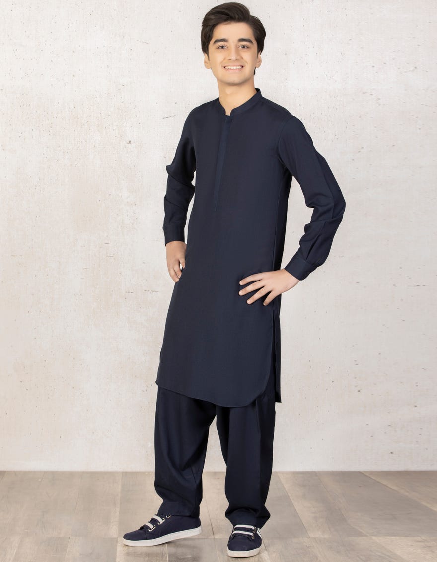 NAVY BLUE BLENDED KAMEEZ SHALWAR | JTKS-A-40149