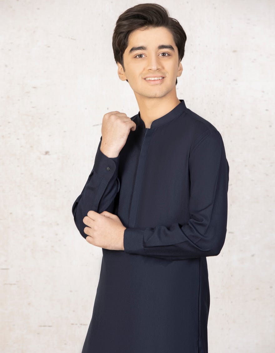 NAVY BLUE BLENDED KAMEEZ SHALWAR | JTKS-A-40149