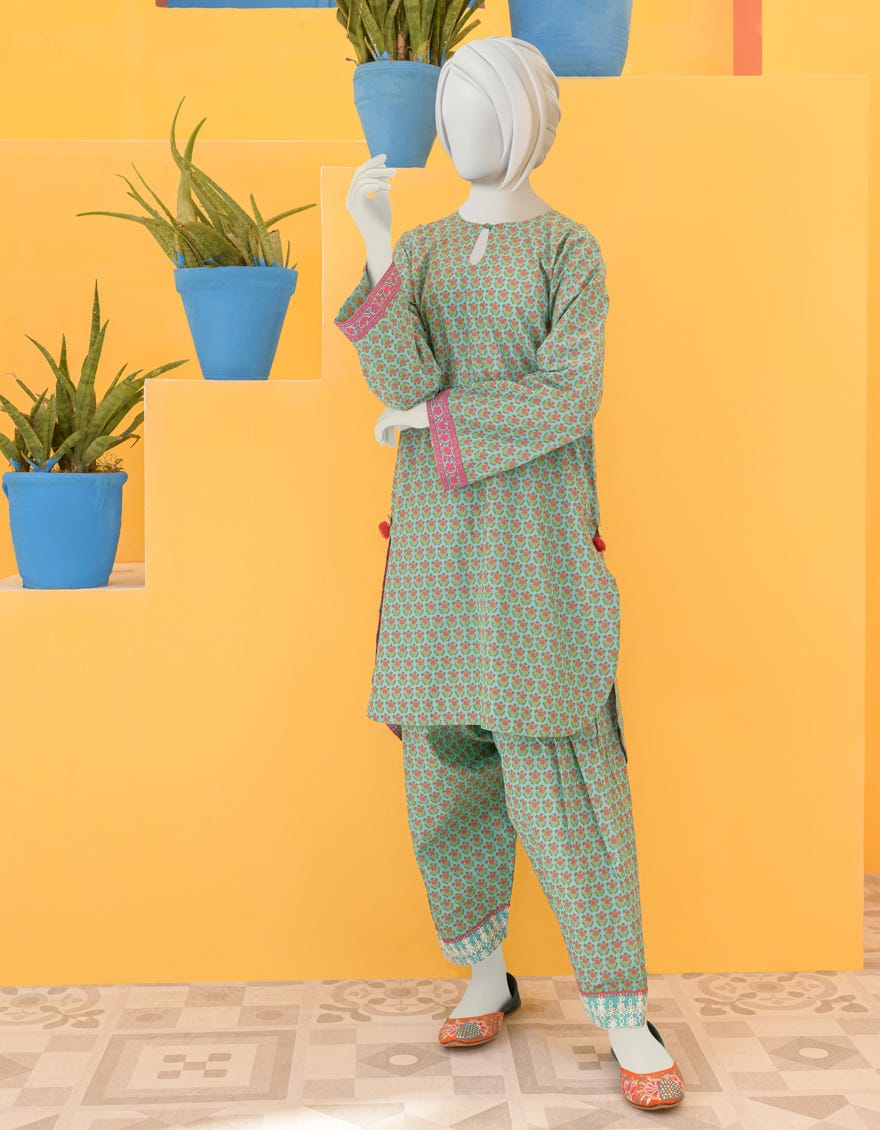 Green Lawn Teens 2 Piece Stitched | Jgk-Ygtl-S-402-23