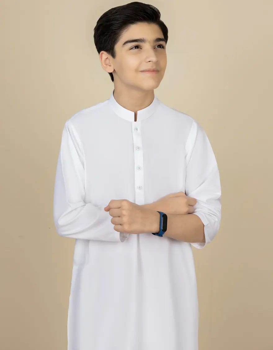 WHITE BLENDED KAMEEZ SHALWAR