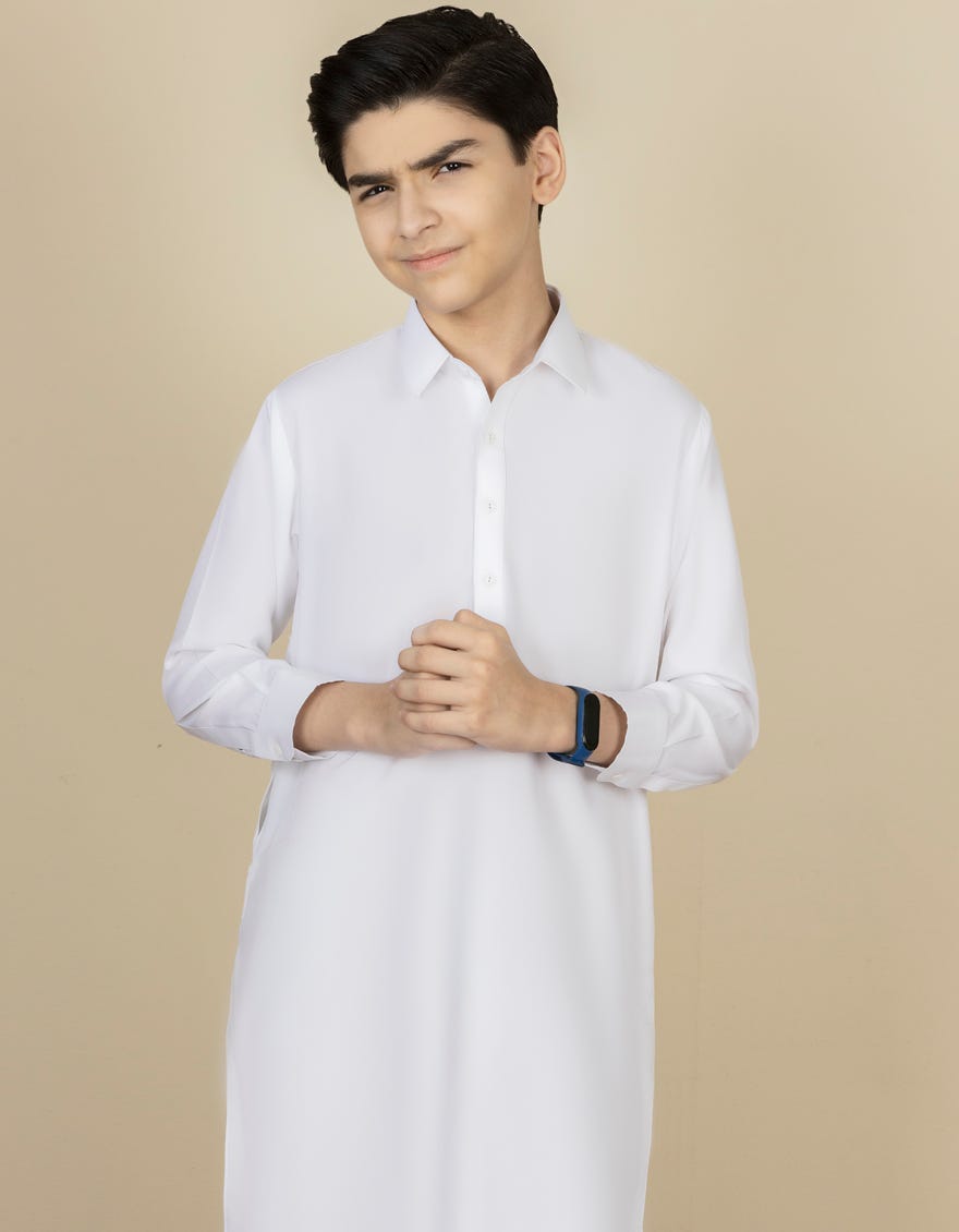 White Blended Kameez Shalwar