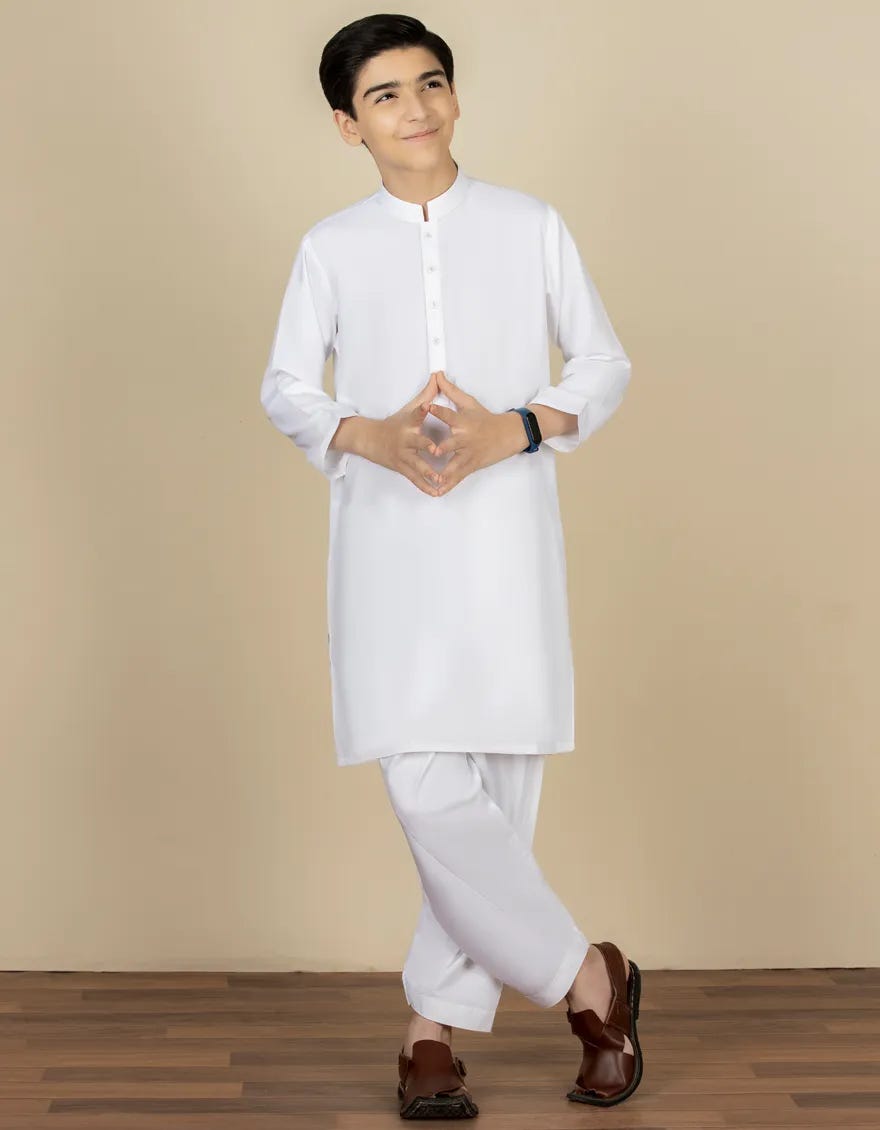 WHITE BLENDED KAMEEZ SHALWAR | JCKS-A-40222-R11-AP