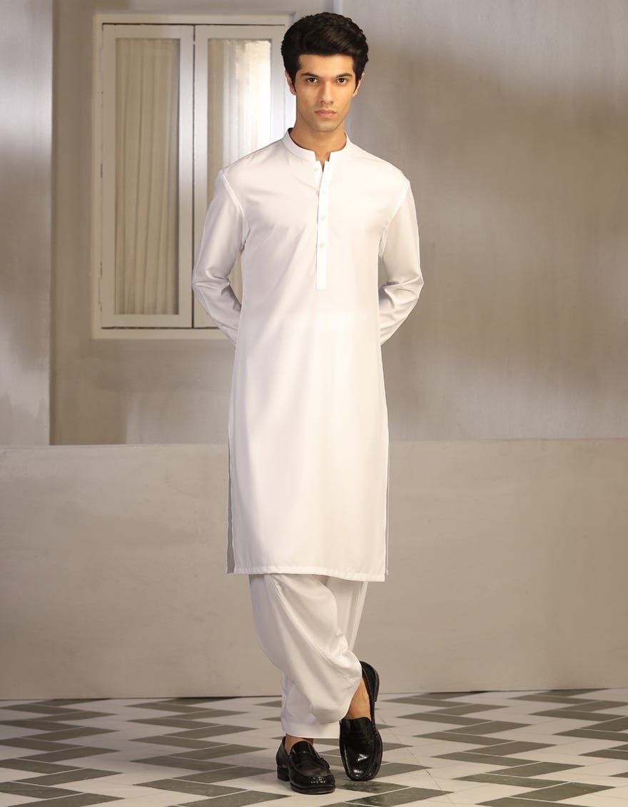 WHITE BLENDED KAMEEZ SHALWAR | JTKS-S-40223-R6-AP