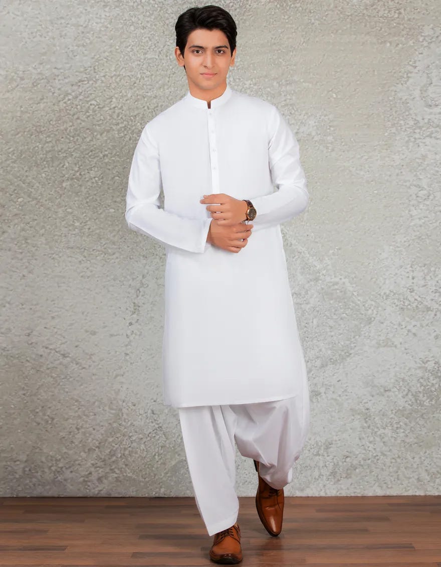 WHITE PLAIN KAMEEZ SHALWAR