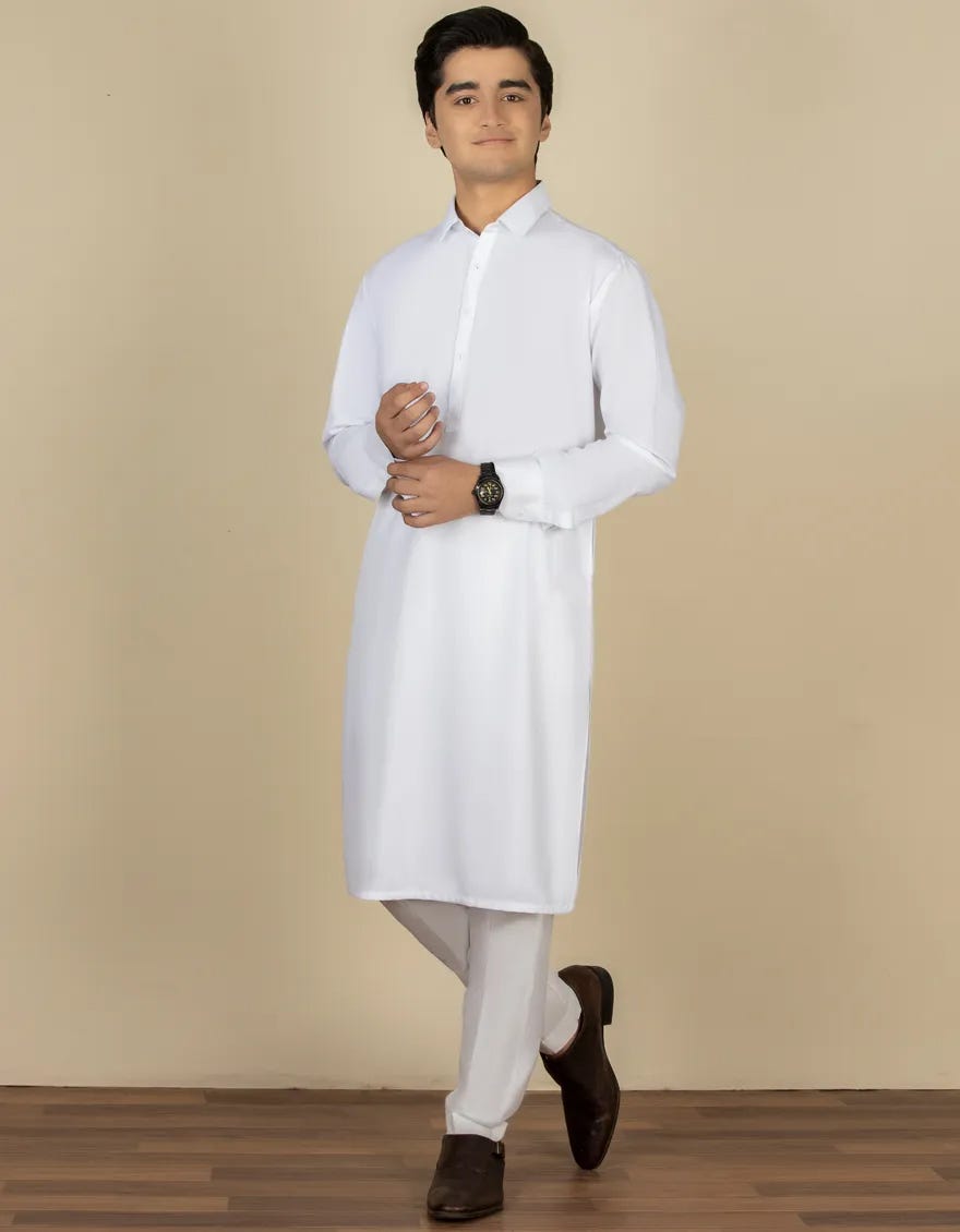 WHITE PLAIN KAMEEZ SHALWAR