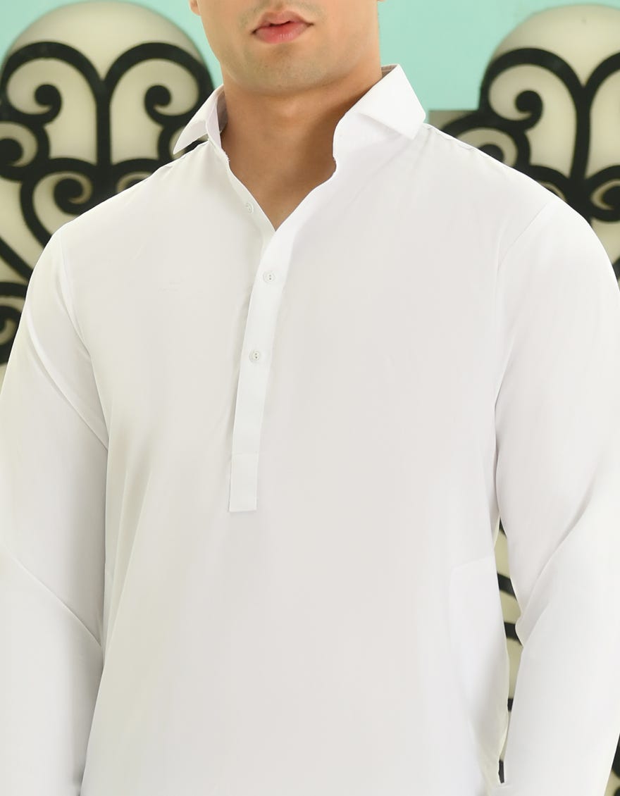 White Blended Kameez Shalwar