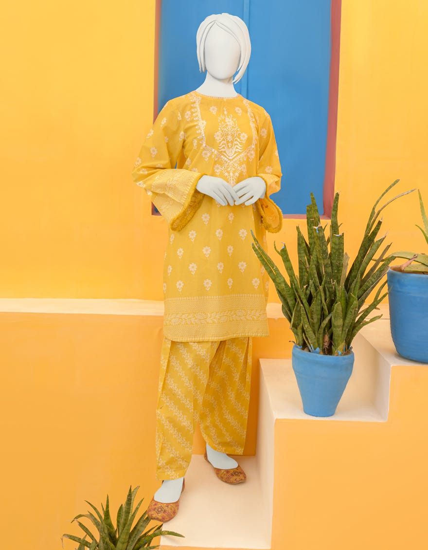 Yellow Lawn Teens 2 Piece Stitched | Jgk-Ygtl-S-406-23