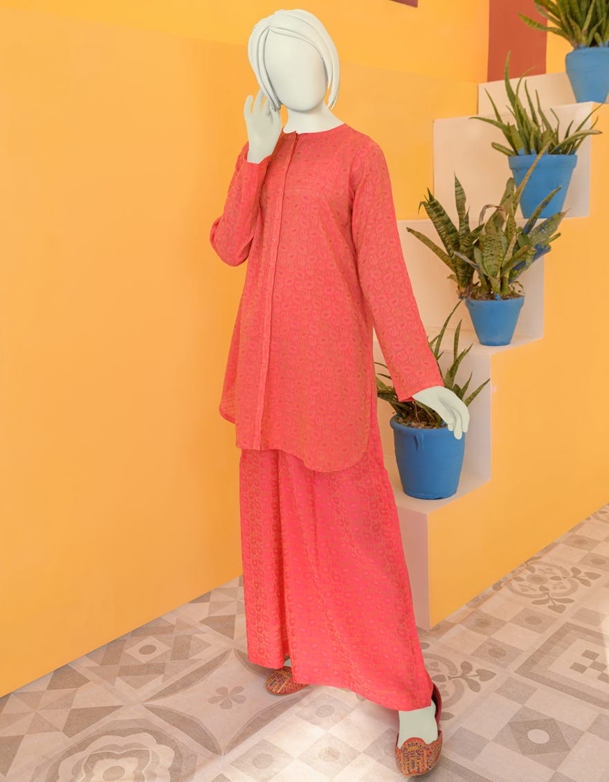 Orange Jacquard Teens 2 Piece Stitched | Jgk-S-Ygtl-408-23