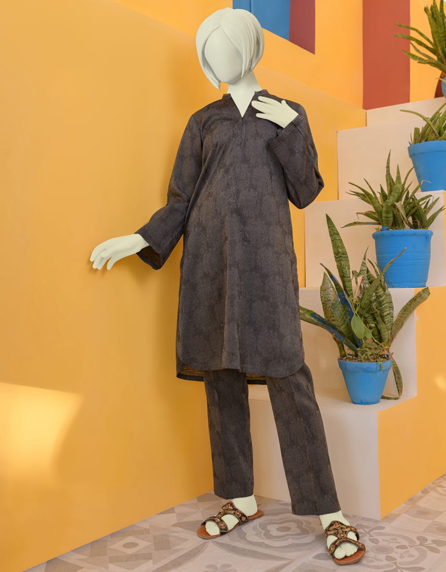 Grey Jacquard Teens 2 Piece Stitched | Jgk-S-Ygtl-409-23
