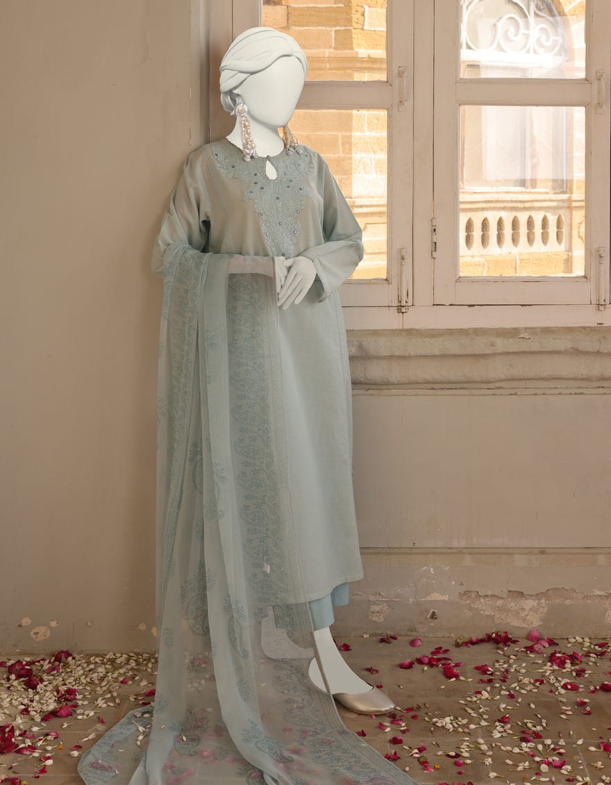 Blue Dyed Stitched 3 Piece | Jlawn-S-24-410
