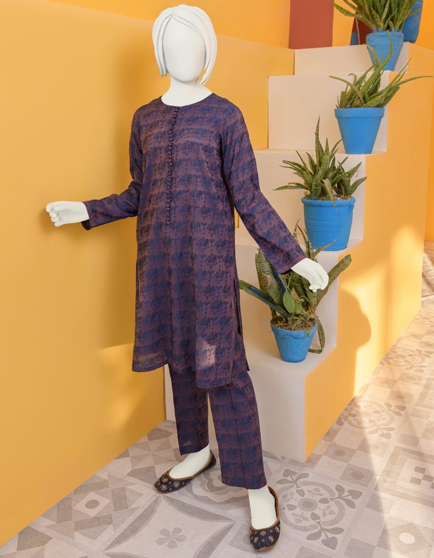 Purple Jacquard Teens 2 Piece Stitched | Jgk-S-Ygtl-412-23