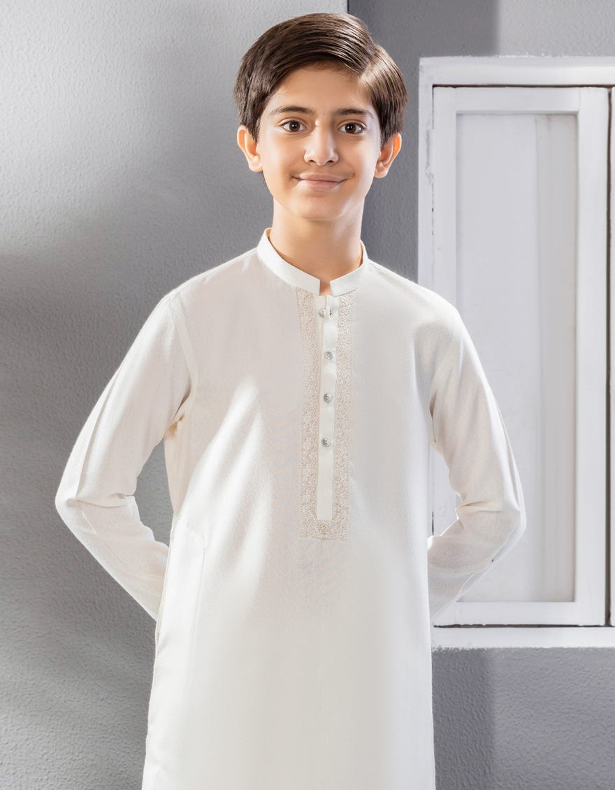 OFF WHITE BLENDED KAMEEZ SHALWAR | JCKS-A-41235