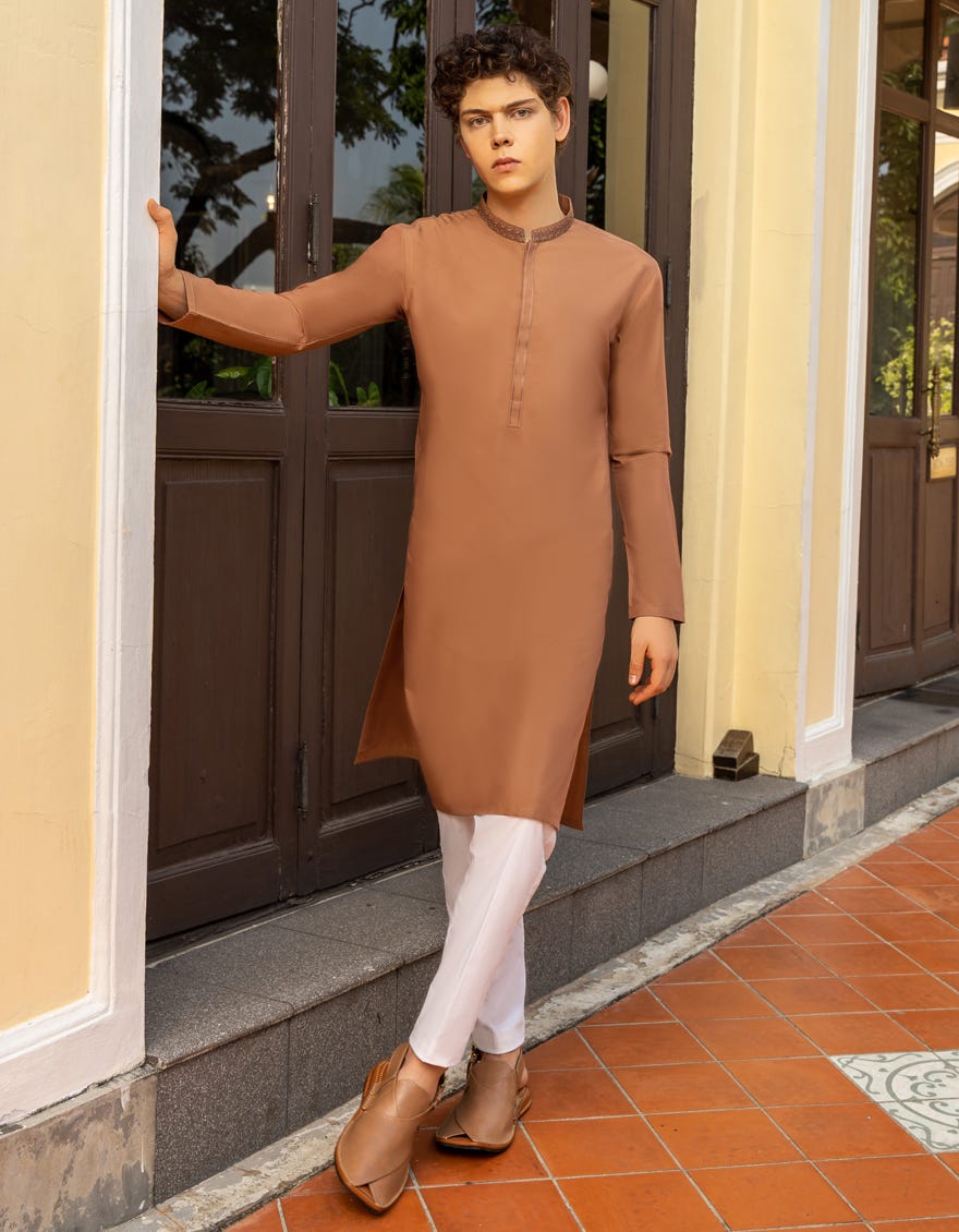 Rust Blended Teen Boy's Kurta | Jtk-A-41237