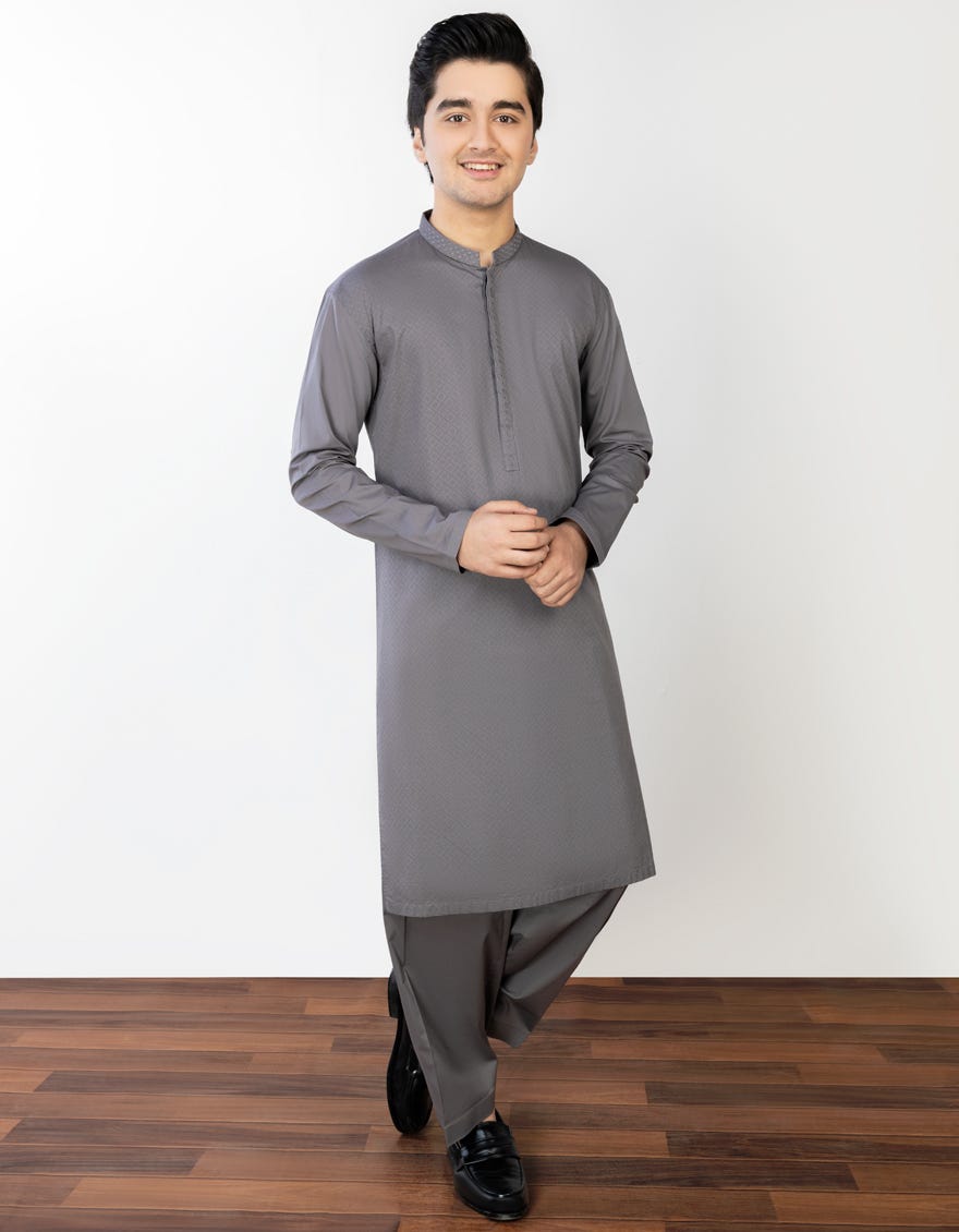 Grey Cotton Teen Boy's Kameez Shalwar | Jtks-S-41259