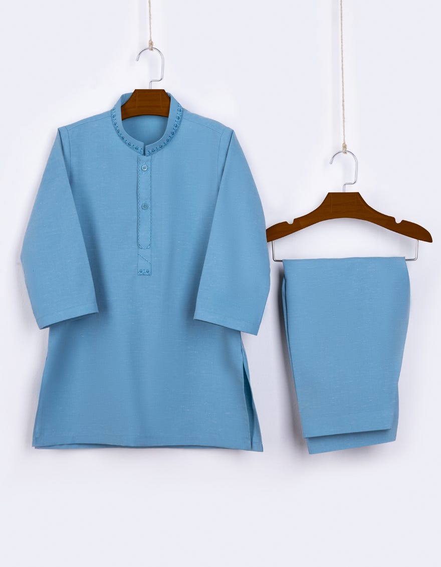 Sky Blue Blended Kameez Shalwar | Jjiks-S-41262