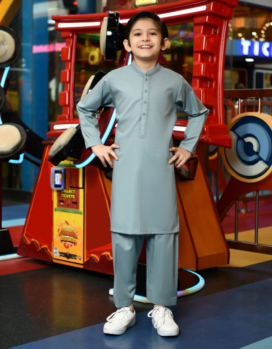 Sky Blue Cotton Kid's Kameez Shalwar | Jcks-S-41266