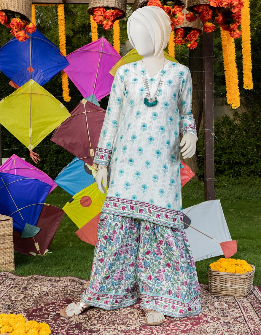 Light Green Zari Teens 2 Piece Stitched | Jgk-Ygtl-S-414-23
