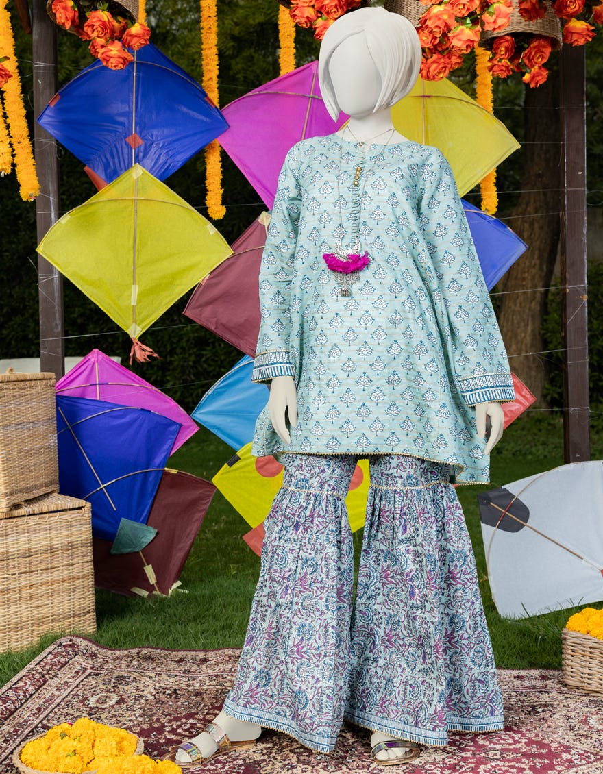 Teal Dyed Teens 2 Piece Stitched | Jgk-Ygtl-S-415-23