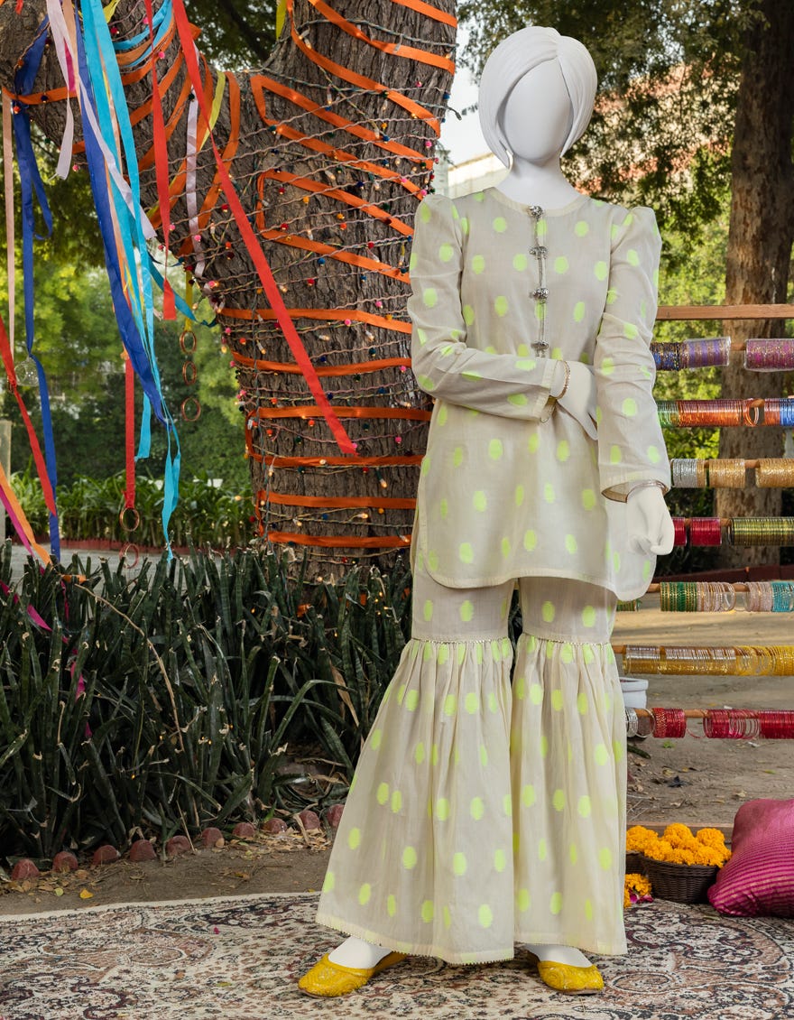 Lime Jacquard Teens 2 Piece Stitched | Jgk-Ygtl-S-417-23