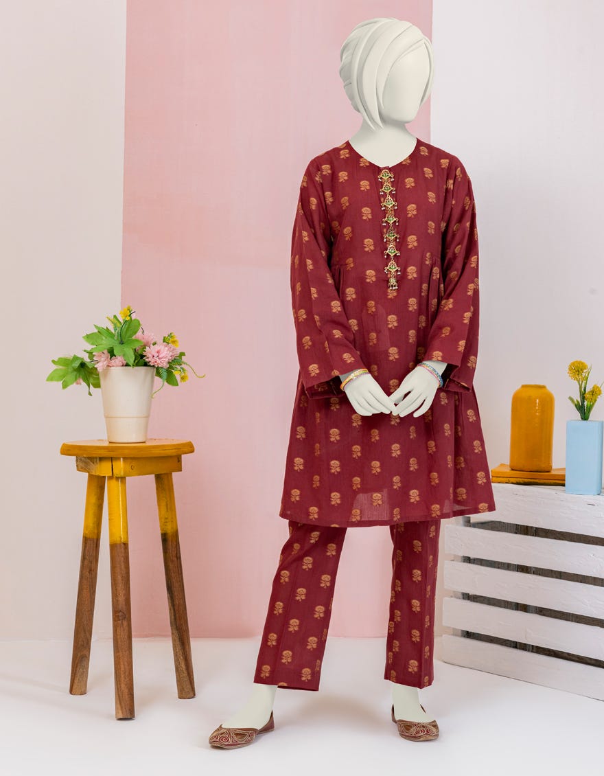 Maroon Jacquard Teens 2 Piece Stitched | Jgk-S-Ygtl-417-24