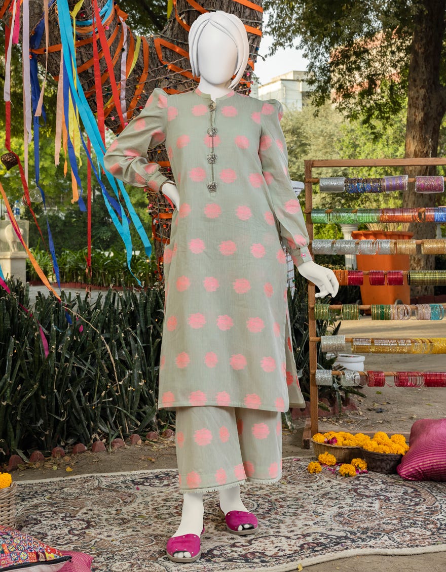 Sea Green Jacquard Teens 2 Piece Stitched | Jgk-Ygtl-S-420-23