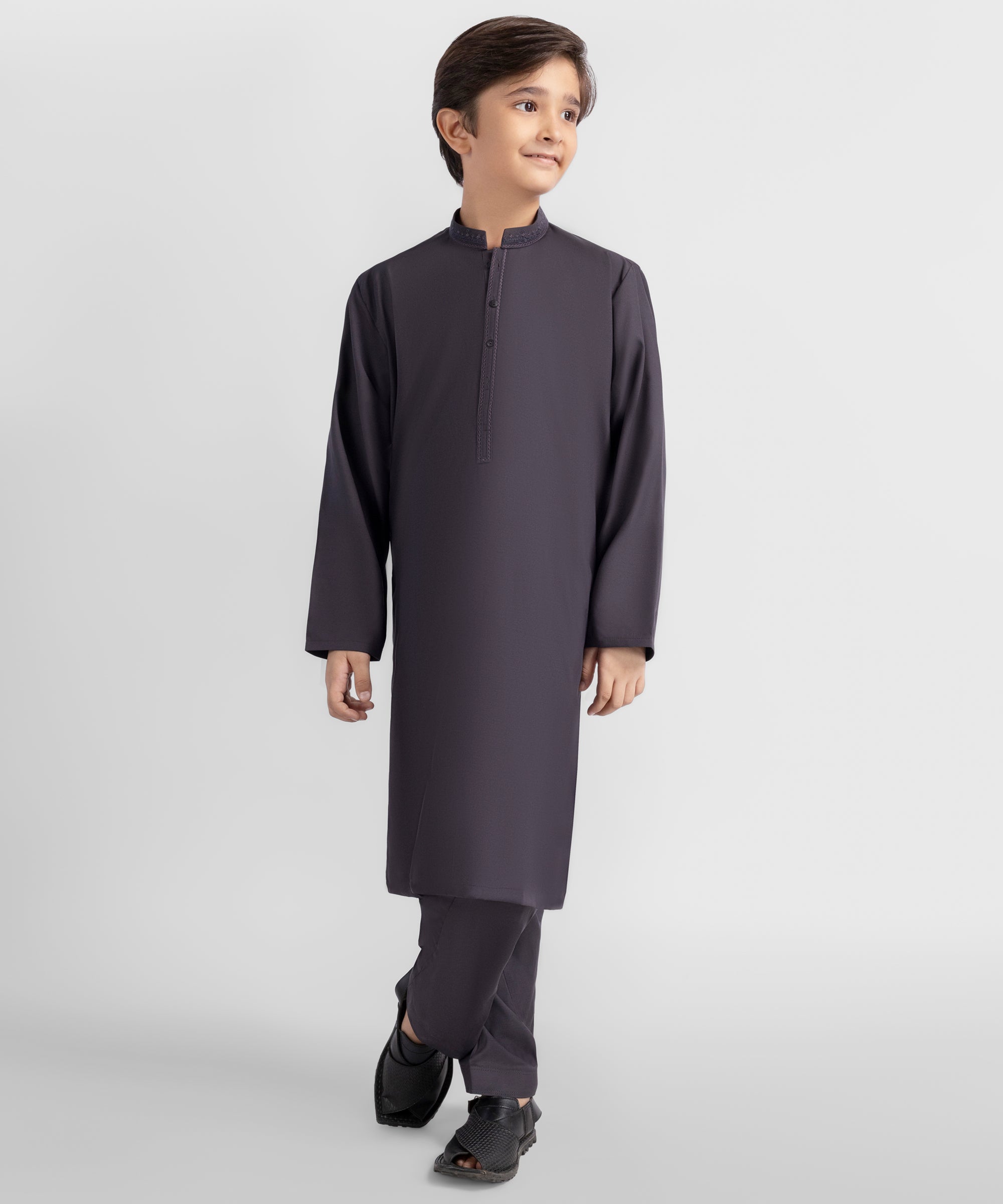 Dark Grey Semi-Formal Kameez Shalwar