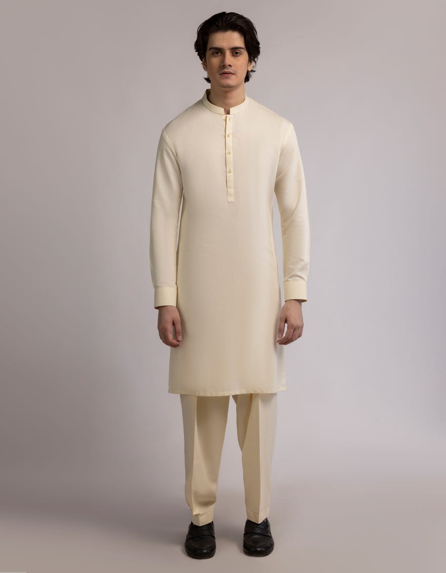 CREAM CASUAL KAMEEZ SHALWAR