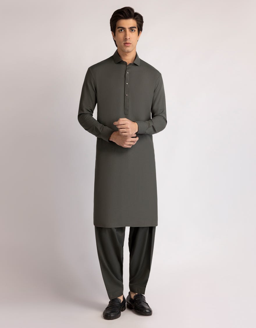ARMY GREEN CASUAL KAMEEZ SHALWAR