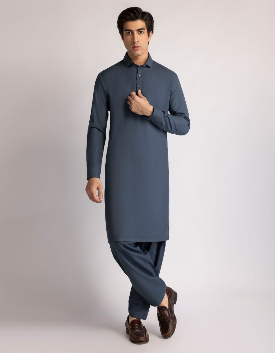 DULL BLUE CASUAL KAMEEZ SHALWAR