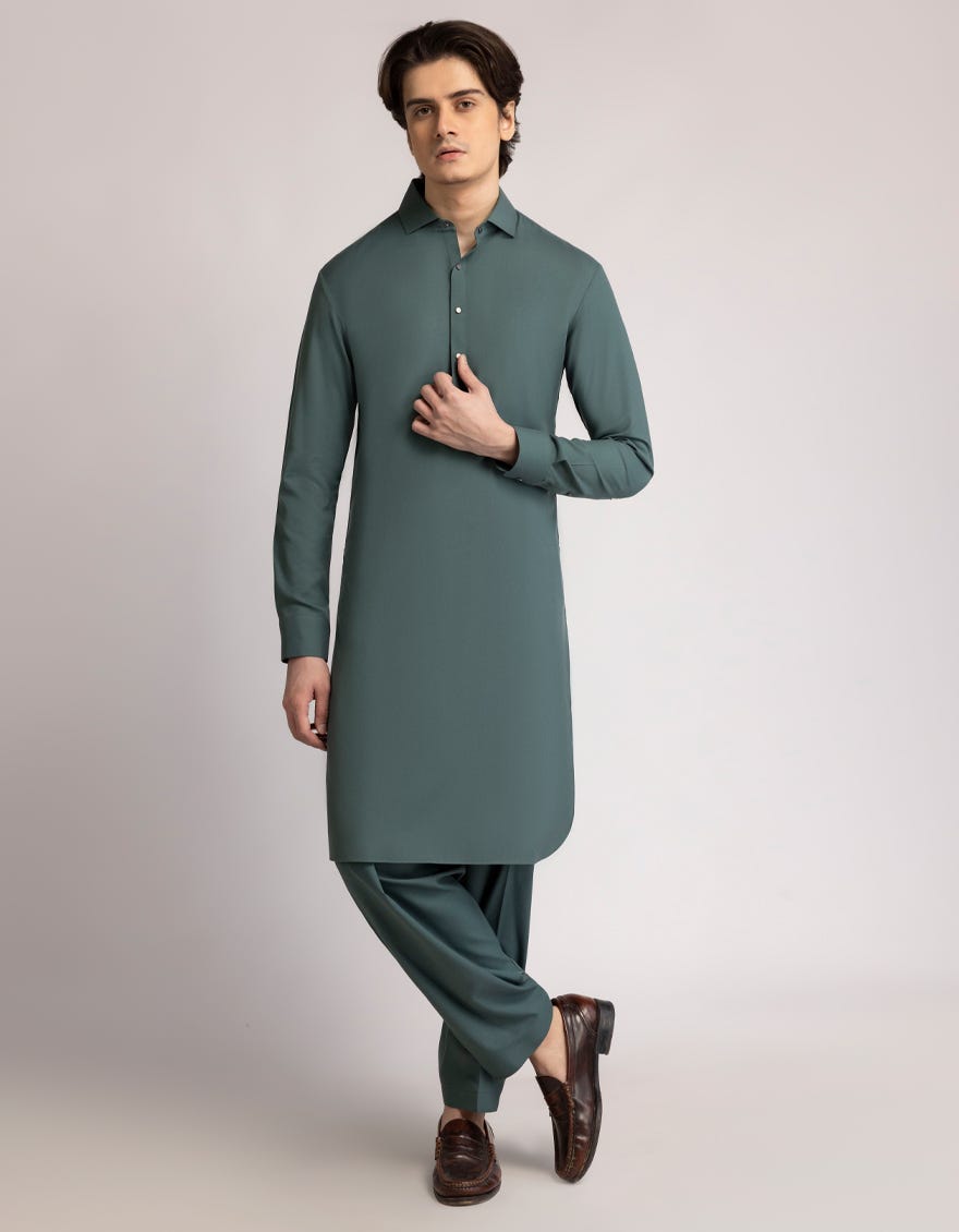 GREEN CASUAL KAMEEZ SHALWAR