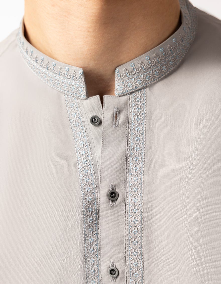 SILVER SEMI-FORMAL KAMEEZ SHALWAR
