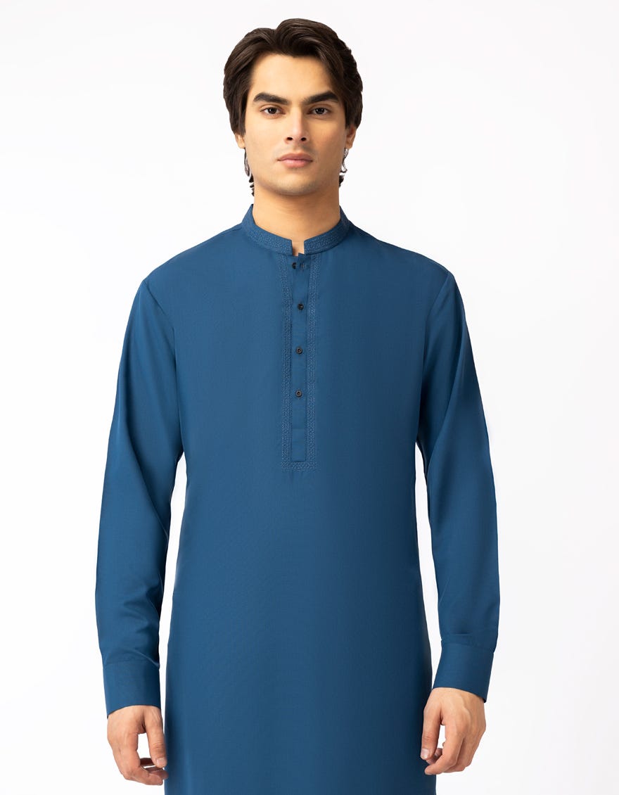 BLUE SEMI-FORMAL KAMEEZ SHALWAR